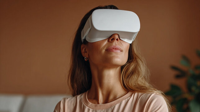 Woman Using VR Headset