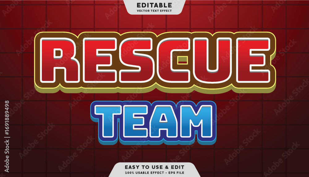 Poster rescue team editable text effect template