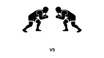 Boxing match silhouette with transparent background