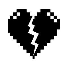 Obraz premium Broken heart pixel icon with transparent background