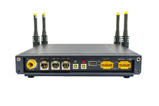 High speed wireless router device isolated showing technology and connectivity.