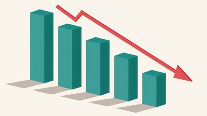 Downward trend bar chart illustrating financial decline