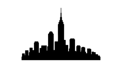 City skyline silhouette with transparent background