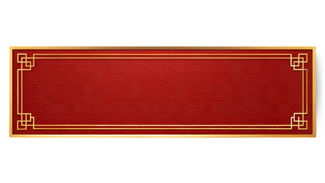 Elegance in Vermilion: A meticulously designed decorative rectangular panel with a bold red backdrop, framed by ornate gold filigree. This symbol of refinement and sophistication.