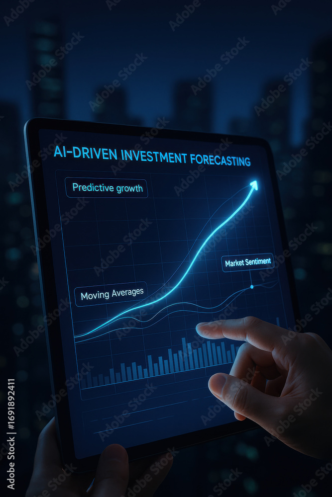 Poster ai driven investment forecasting with predictive growth and market sentiment analysis