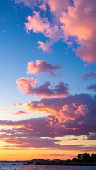 Naklejka premium Sunset Sky Clouds Over Water