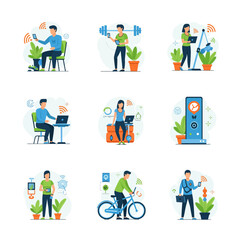 Fototapeta premium A cartoon vector illustration set of business people icons