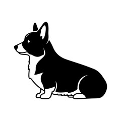 Corgi dog silhouette with transparent background