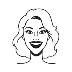 Beautiful Woman Doodle Black and White Illustration with Elegant Line Art and Artistic Hand Drawn Style