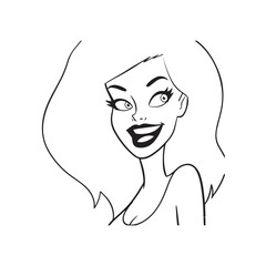 Beautiful Woman Doodle Black and White Illustration with Elegant Line Art and Artistic Hand Drawn Style