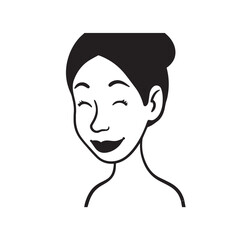 Beautiful Woman Doodle Black and White Illustration with Elegant Line Art and Artistic Hand Drawn Style