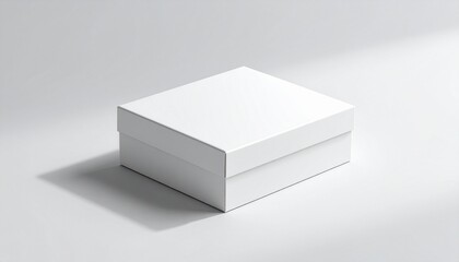 Blank white rectangular box with a separate lid on a clean, light surface, ideal for product packaging, gifting, or storage solutions with a minimalist aesthetic
