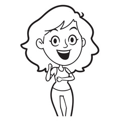 Beautiful Woman Doodle Black and White Illustration with Elegant Line Art and Artistic Hand Drawn Style