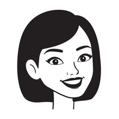 Beautiful Woman Doodle Black and White Illustration with Elegant Line Art and Artistic Hand Drawn Style