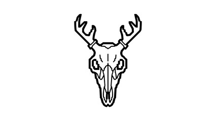 Deer skull with antlers with transparent background