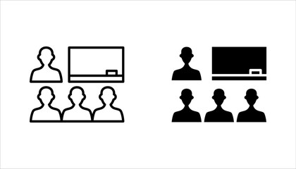 workshop Training icon set,  presentation, seminar, linear sign vector illustration on white background