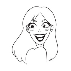 Beautiful Woman Doodle Black and White Illustration with Elegant Line Art and Artistic Hand Drawn Style