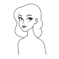 Beautiful Woman Doodle Black and White Illustration with Elegant Line Art and Artistic Hand Drawn Style
