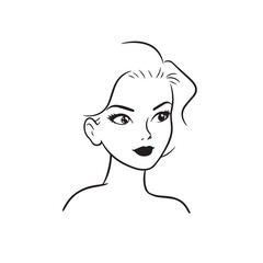 Beautiful Woman Doodle Black and White Illustration with Elegant Line Art and Artistic Hand Drawn Style