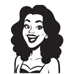 Beautiful Woman Doodle Black and White Illustration with Elegant Line Art and Artistic Hand Drawn Style