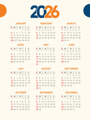 Simple 2026 Full Page Calendar Layout