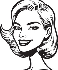 Beautiful Woman Doodle Black and White Illustration with Elegant Line Art and Artistic Hand Drawn Style