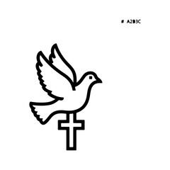 Dove on cross with transparent background