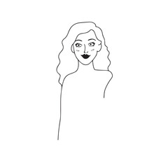 Beautiful Woman Doodle Black and White Illustration with Elegant Line Art and Artistic Hand Drawn Style