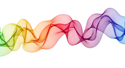 Abstract colorful smoke wave isolated on transparent background. representing flow, energy, and creativity