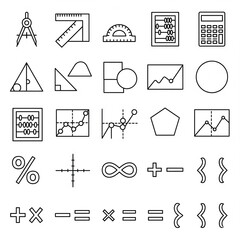 "Minimalist flat vector icon set, black and white, simple clean line design, scalable, professional, perfect for web, app, business, technology, education, travel, healthcare, finance, UI/UX, infograp