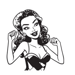 Beautiful Woman Doodle Black and White Illustration with Elegant Line Art and Artistic Hand Drawn Style