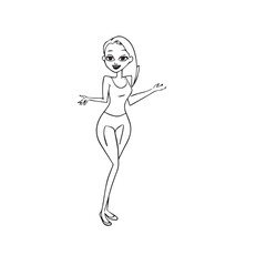 Beautiful Woman Doodle Black and White Illustration with Elegant Line Art and Artistic Hand Drawn Style