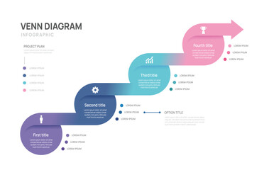 Fototapeta na wymiar Infographics timeline business with 4 steps to success, presentation template with icon elements vector illustration.