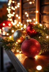 Christmas decoration on wooden background