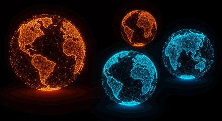 Digital World Globe Network Connection Concept with Global Connectivity Elements