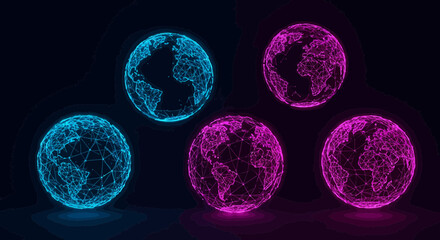 Global Network Connections: A Futuristic Visualization of Interconnected Earth