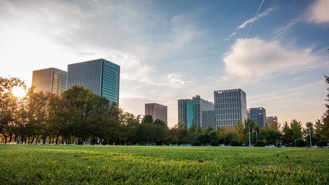 On August 17, 2023, a time-lapse photography of the 4K urban architectural scenery in Binhai New Area, Tianjin, China.