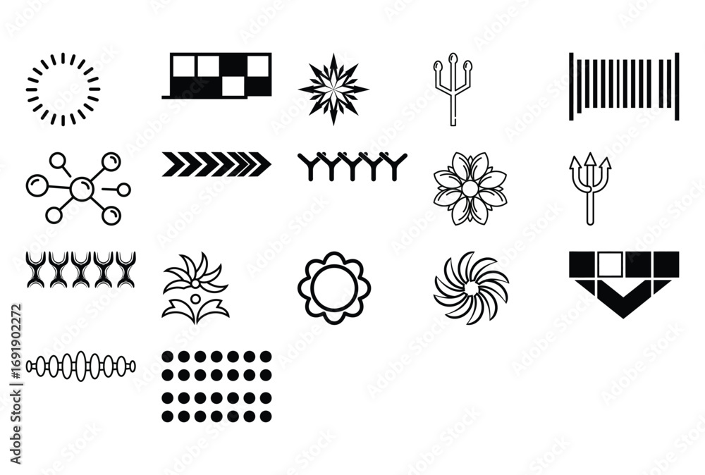 Poster retro futuristic y2k geometry design elements isolated on white background