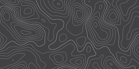 Abstract design with seamless pattern with lines topographic map. geographic mountain relief. the black on gray contours topography stylized height of the lines. geographic contour map paper texture.