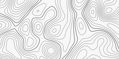 Abstract design with seamless pattern with lines topographic map. geographic mountain relief. the white on black contours topography stylized height of the lines. geographic contour map paper texture.