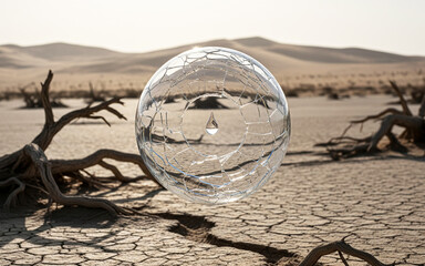 Fractured Orb in Arid Landscape