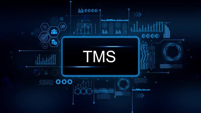 T M S Transportation Management System Futuristic Digital Interface with Graphs Data Analytics and Icons for Logistics and Supply Chain Operations