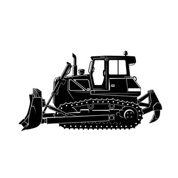 black bulldozer side view clip art preview