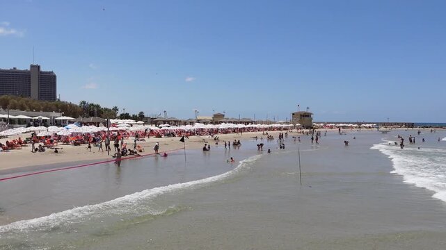 Tel Aviv in Israel the city with most beautiful beaches and view of historic old Jaffa and landmarks