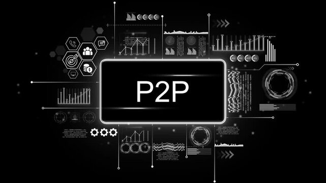 P2 P Peer to Peer Network Technology Digital Data Transfer Futuristic Interface Financial Transactions Global Connection Business Solutions Communication Technology Abstract Background