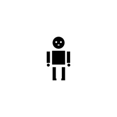 A clean, minimalist black silhouette of a person, likely a robot or automated figure, on a pure white background.