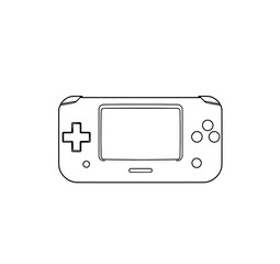 Fototapeta premium Single Retro Handheld Game Console Icon: Black Outline on White Background