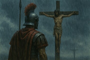 Obraz premium Crucifixion Scene in the Rain