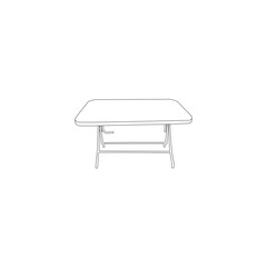 Clean vector illustration of a rectangular folding table.