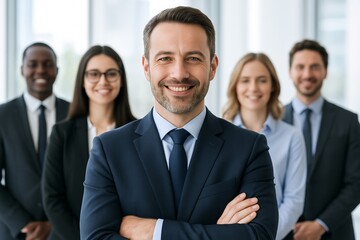Diverse Team Poses in Business Attire